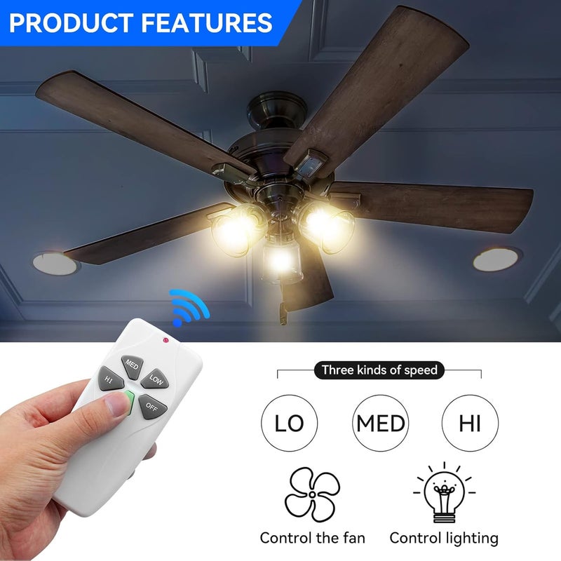 FEKOTS FAN53T Ceiling Fan Remote Control Replacement,Universal Remote for Harbor Breeze,Hampton Bay,Hunter,Honeywell,Westinghouse,Replace FAN-53T FAN-35T FAN-11T KUJCE9103 CHQ8BT7030T CHQ7030T UC7030T - Image 2
